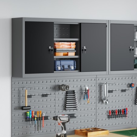 vidaXL Werkzeugschrank Grau, Schwarz Kaltgewalzter Stahl