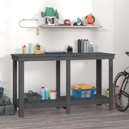vidaXL vidaXL Arbeitstisch, grau, 140 x 50 x 80 cm, massives Kiefernholz