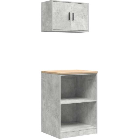 Garagenschränke, 2 Stück, Beton, Grau, Leimholz