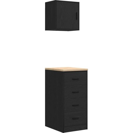 Garagenschränke, 2 Stück, schwarzes Leimholz