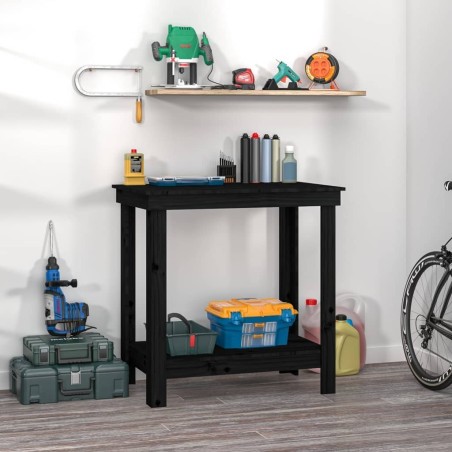 vidaXL vidaXL Arbeitstisch, schwarz, 80 x 50 x 80 cm, massives Kiefernholz