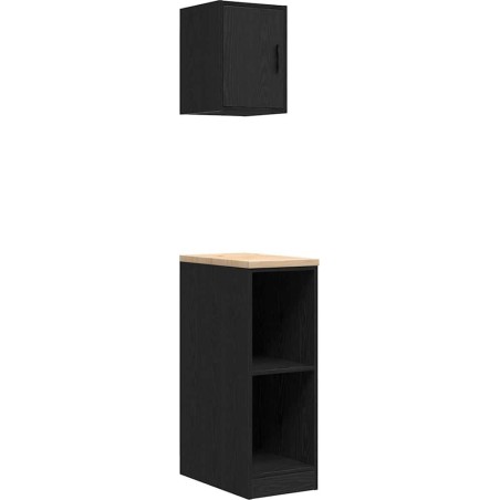 Garagenschränke, 2 Stück, schwarzes Leimholz