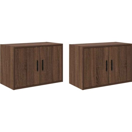 Wandschränke für die Garage, 2 Stück, Eiche braun, Leimholz