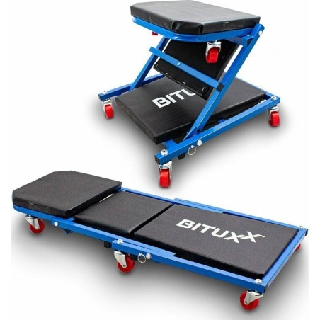 Bituxx Klappbare mobile Werkstattliege auf Rollen – Hocker für die Garage BITUXX