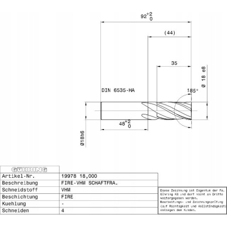 GUHRING-Hartmetallfräser HA 14,0 mm