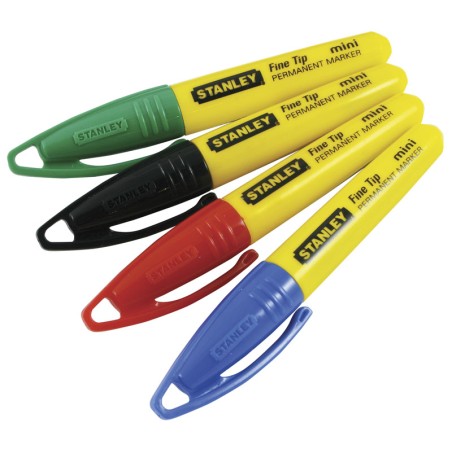 Stanley Marker FINE TIP mini schwarz, rot, blau, grün, 72 Stück 1-47-329