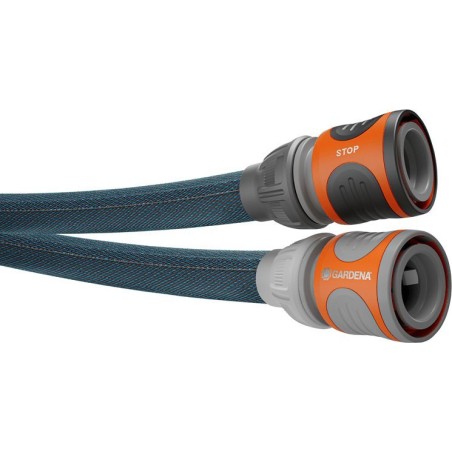 Gardena Gardena Textilschlauch Liano Xtreme 1/2, 10-Meter-Set (dunkelgrau/orange, Modell 2023, inkl. Spritzdüse, 2 Wasserhahnanschlüsse