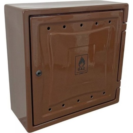 GASZÄHLERABDECKUNG AUS KUNSTSTOFF 240 × 600 × 600 mm MIT RÜCKWAND IN BRAUN