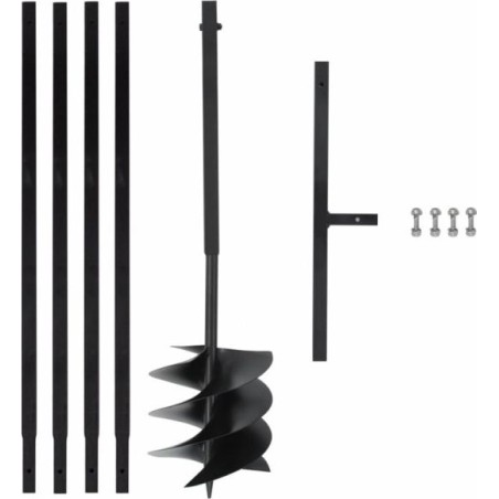 vidaXL Erdbohrer mit Griff, 250 mm, ausziehbar, 4 m, Stahl