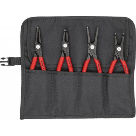 Knipex Zangensatz für Sicherungsringe, Präzisionszangen, im Rolletui, 4-teilig, KNIPEX