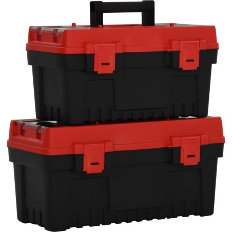 vidaXL vidaXL Set mit 2 Werkzeugkisten, schwarz-rot, Polypropylen
