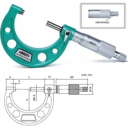 Insize Mikrometer 125–150 Standard