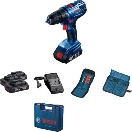 Bosch 18-V-Bohrschrauber mit 2 Akkus à 2 Ah (06019F810A)