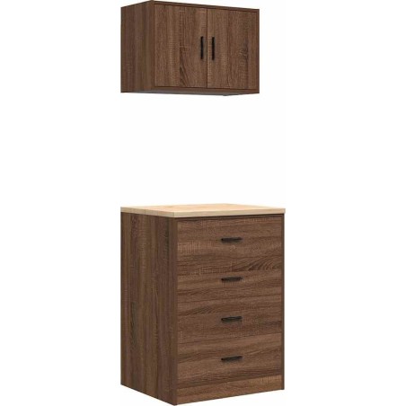 Garagenschränke, 2 Stück, Eiche braun, Leimholz