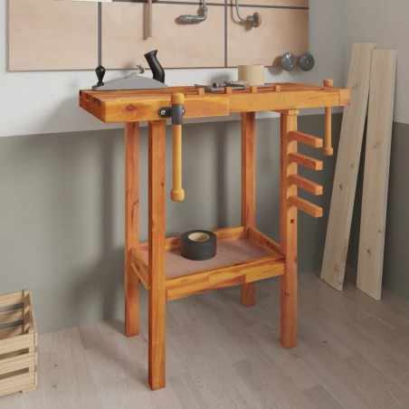 vidaXL vidaXL Arbeitstisch mit Schraubstöcken, 92 x 48 x 83 cm, Akazienholz