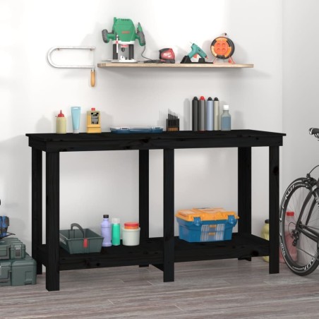 vidaXL vidaXL Arbeitstisch, schwarz, 140 x 50 x 80 cm, massives Kiefernholz