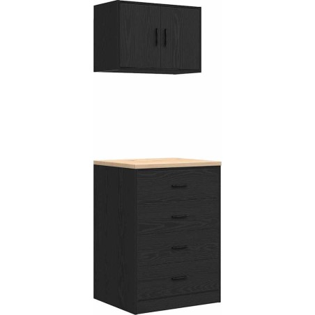 Garagenschränke, 2 Stück, schwarzes Leimholz