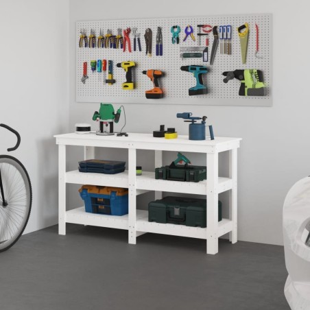 vidaXL vidaXL Arbeitstisch, weiß, 142,5 x 50 x 80 cm, massives Kiefernholz