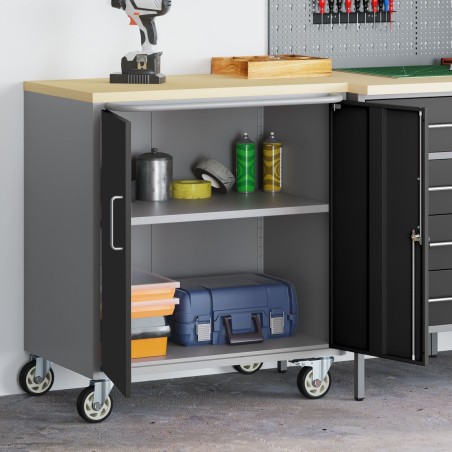 vidaXL Werkzeugschrank, schwarz, Verbundholz, 75 x 45 x 85 cm