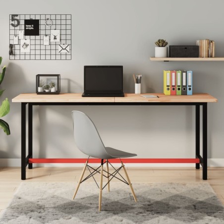 vidaXL Arbeitstisch, 180 x 55 x 81,5 cm, massives Buchenholz und Metall