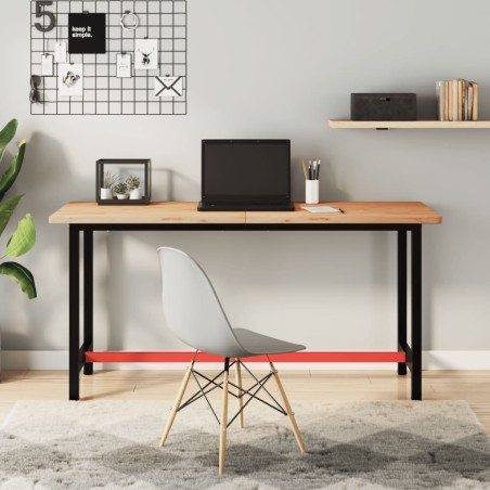 vidaXL Arbeitstisch, 150 x 55 x 81,5 cm, massives Buchenholz und Metall