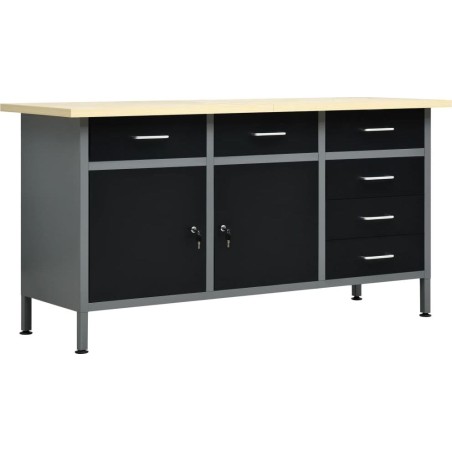 vidaXL Arbeitstisch, schwarz, 160 x 60 x 85 cm, Stahl