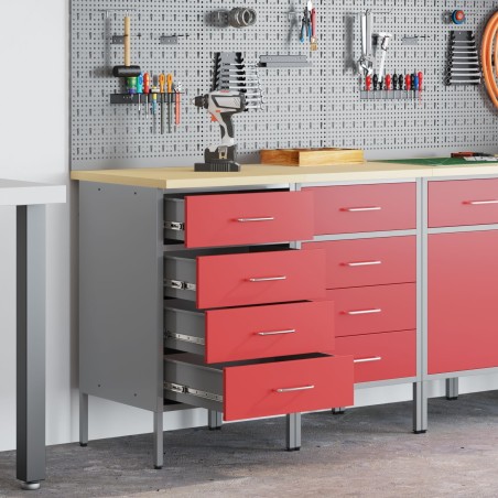 vidaXL Set mit 2 roten Stahlstangen, 25 mm Holzwerkstoff, mittel