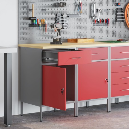 vidaXL Set mit 2 roten Stahlbeinen, mittelhoch, höhenverstellbar